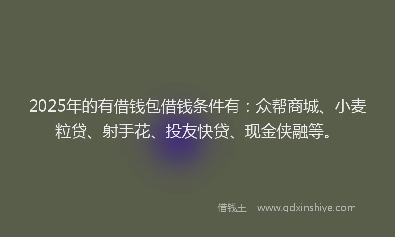 2025年的有借钱包借钱条件有：众帮商城、小麦粒贷、射手花、投友快贷、现金侠融等。