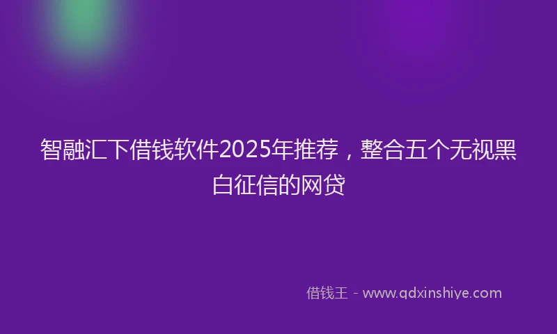 智融汇下借钱软件2025年推荐，整合五个无视黑白征信的网贷