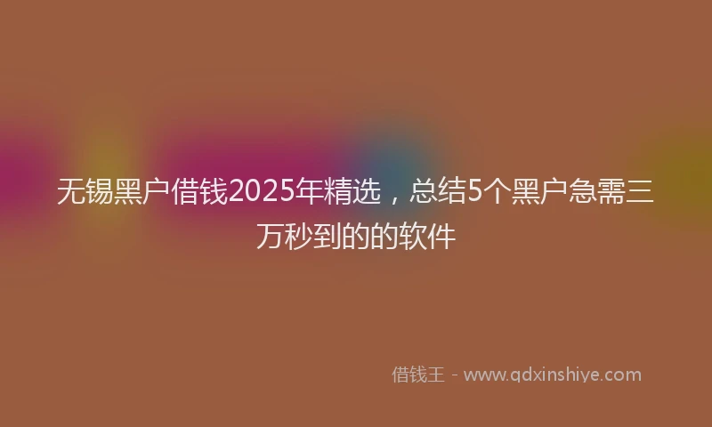 无锡黑户借钱2025年精选，总结5个黑户急需三万秒到的的软件