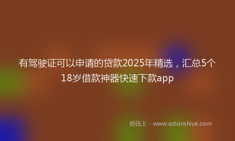 有驾驶证可以申请的贷款2025年精选，汇总5个18岁借款神器快速下款app
