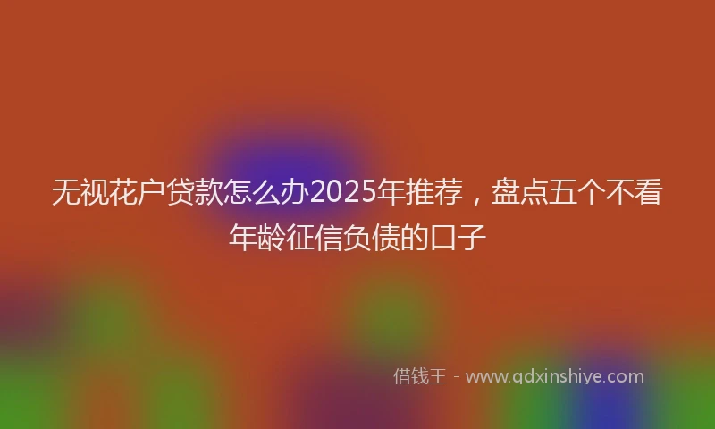 无视花户贷款怎么办2025年推荐，盘点五个不看年龄征信负债的口子