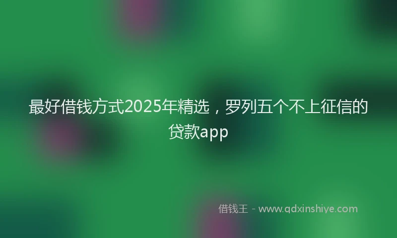 最好借钱方式2025年精选，罗列五个不上征信的贷款app