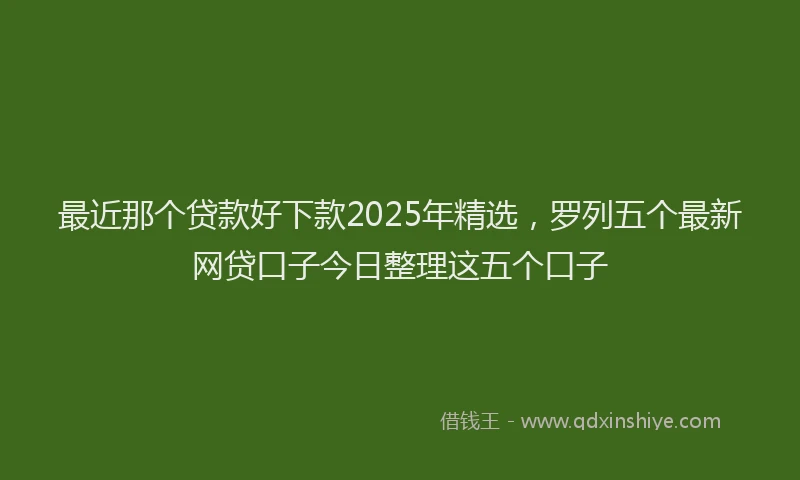最近那个贷款好下款2025年精选，罗列五个最新网贷口子今日整理这五个口子