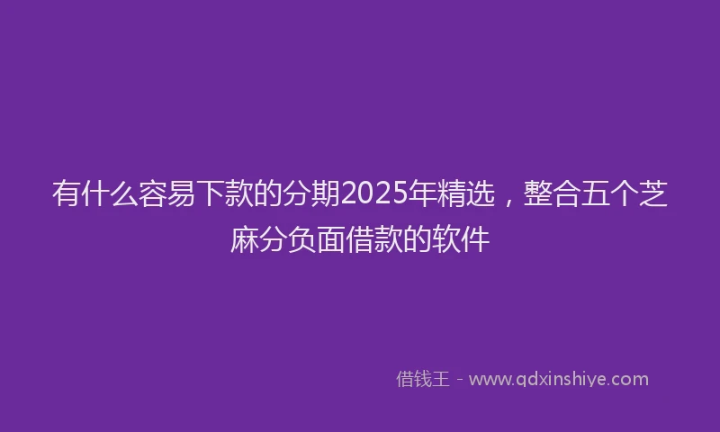 有什么容易下款的分期2025年精选，整合五个芝麻分负面借款的软件