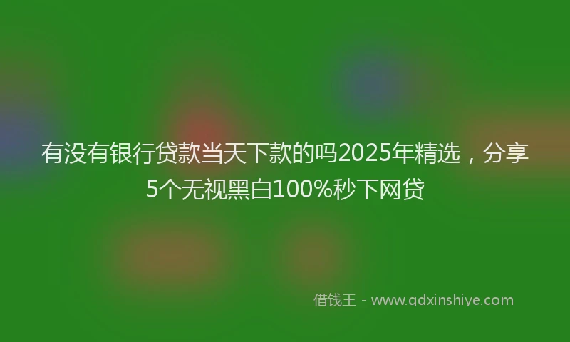 有没有银行贷款当天下款的吗2025年精选，分享5个无视黑白100%秒下网贷