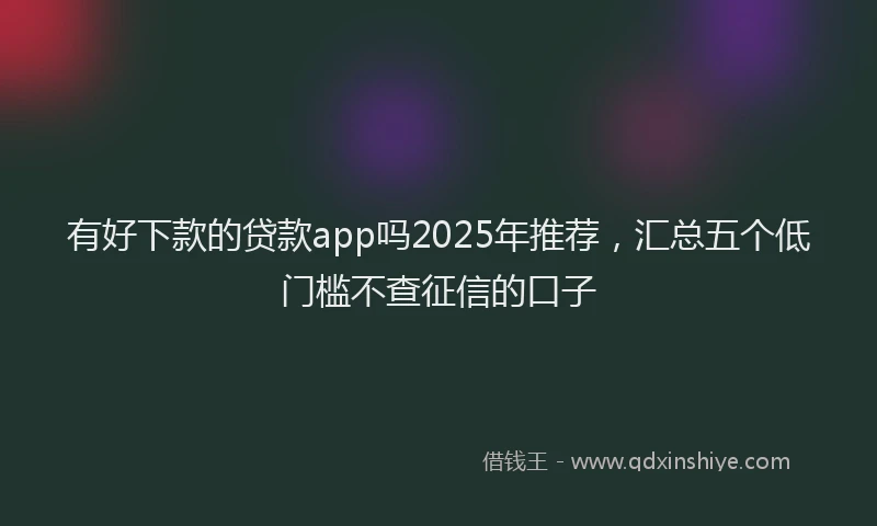 有好下款的贷款app吗2025年推荐，汇总五个低门槛不查征信的口子