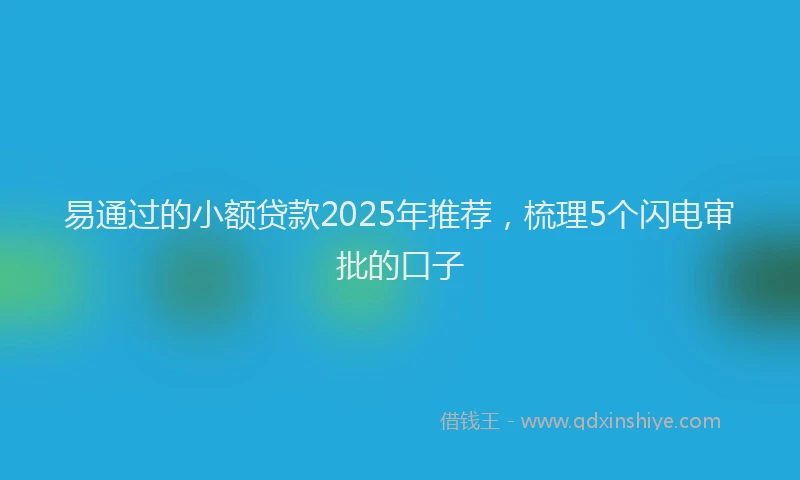易通过的小额贷款2025年推荐，梳理5个闪电审批的口子
