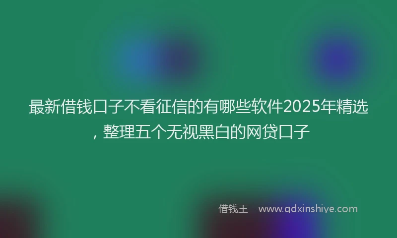 最新借钱口子不看征信的有哪些软件2025年精选，整理五个无视黑白的网贷口子