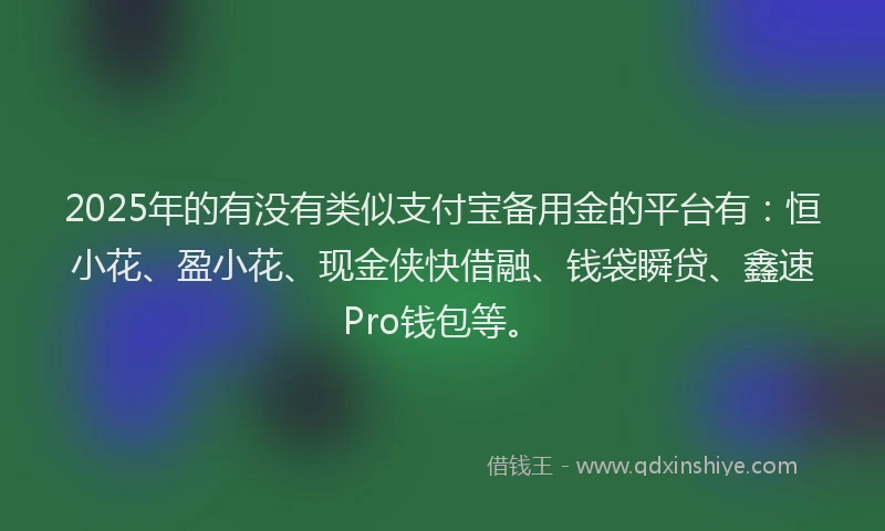 2025年的有没有类似支付宝备用金的平台有：恒小花、盈小花、现金侠快借融、钱袋瞬贷、鑫速Pro钱包等。