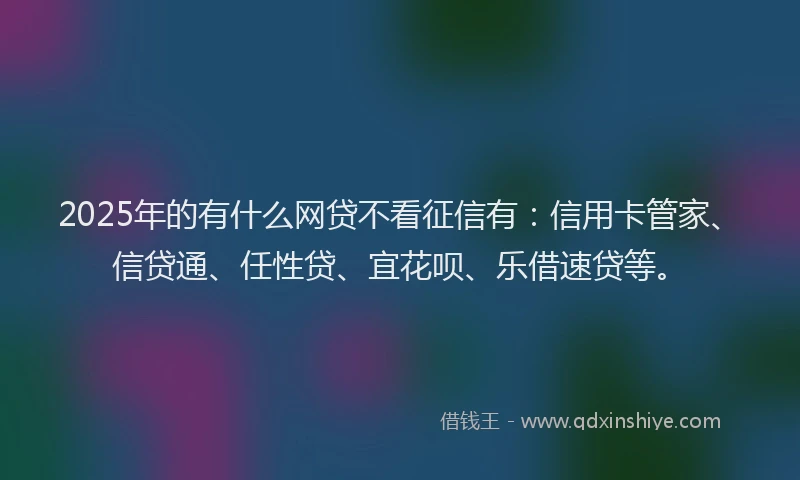 2025年的有什么网贷不看征信有：信用卡管家、信贷通、任性贷、宜花呗、乐借速贷等。