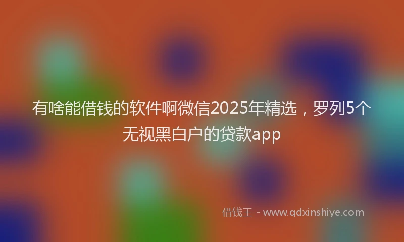 有啥能借钱的软件啊微信2025年精选，罗列5个无视黑白户的贷款app