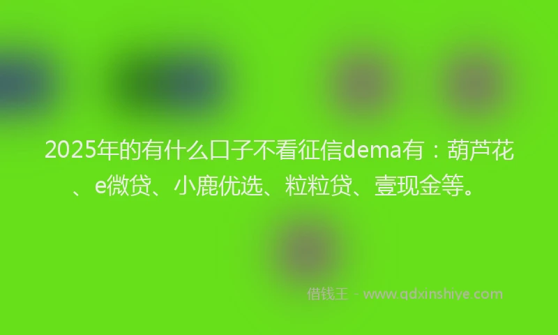 2025年的有什么口子不看征信dema有：葫芦花、e微贷、小鹿优选、粒粒贷、壹现金等。