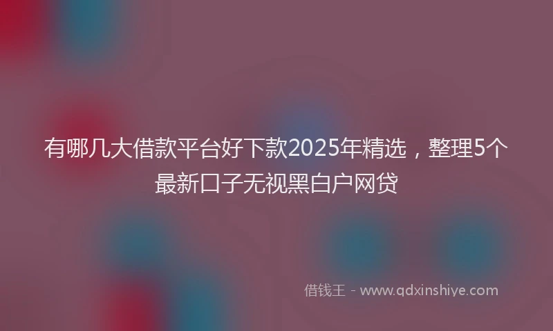 有哪几大借款平台好下款2025年精选，整理5个最新口子无视黑白户网贷