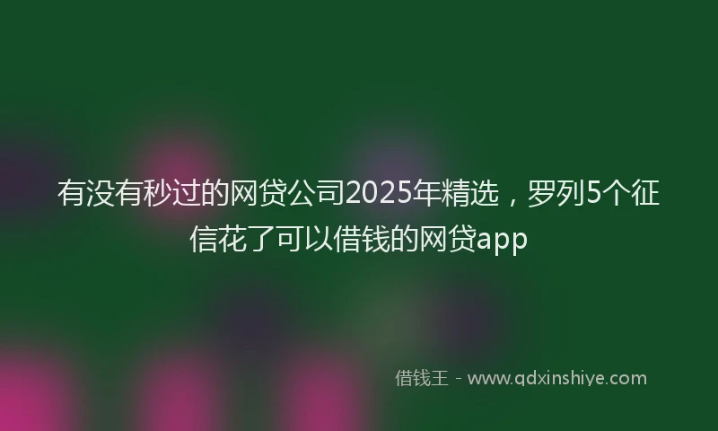 有没有秒过的网贷公司2025年精选，罗列5个征信花了可以借钱的网贷app