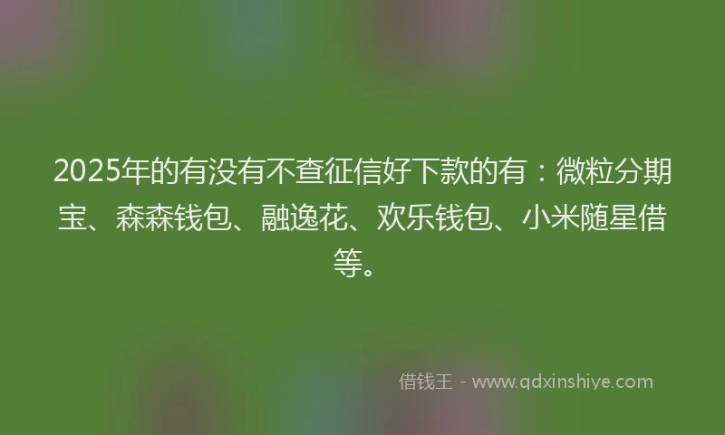 2025年的有没有不查征信好下款的有：微粒分期宝、森森钱包、融逸花、欢乐钱包、小米随星借等。