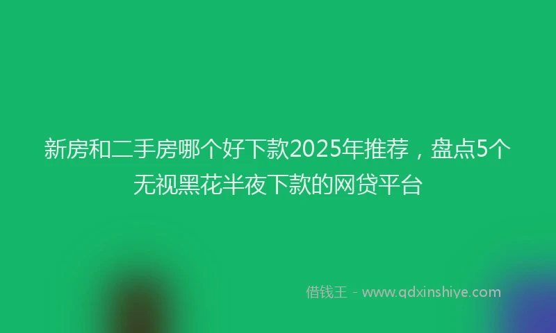 新房和二手房哪个好下款2025年推荐，盘点5个无视黑花半夜下款的网贷平台