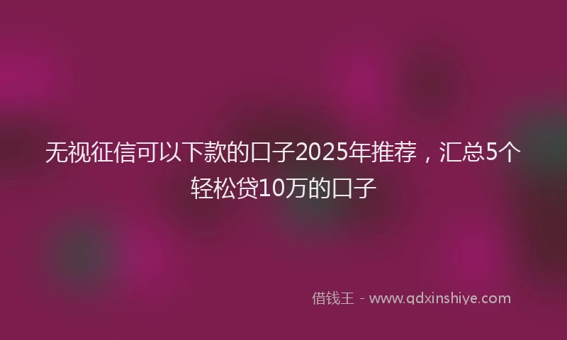 无视征信可以下款的口子2025年推荐，汇总5个轻松贷10万的口子