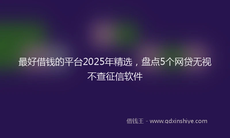 最好借钱的平台2025年精选，盘点5个网贷无视不查征信软件