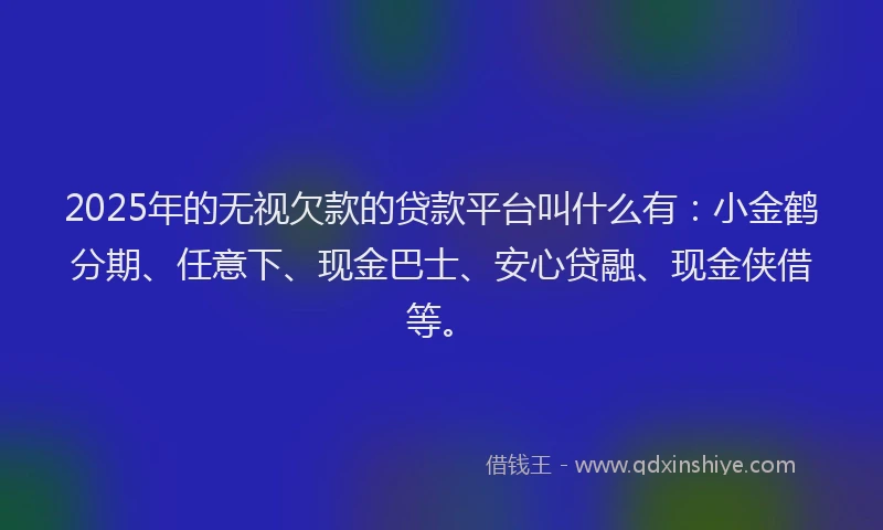 2025年的无视欠款的贷款平台叫什么有：小金鹤分期、任意下、现金巴士、安心贷融、现金侠借等。