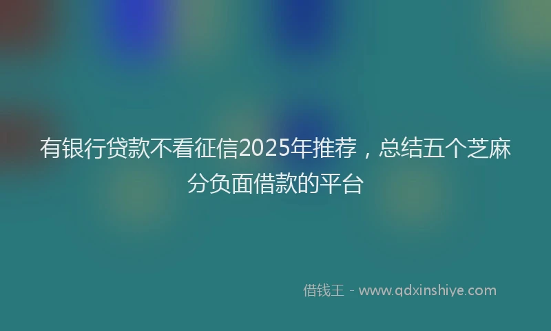 有银行贷款不看征信2025年推荐，总结五个芝麻分负面借款的平台