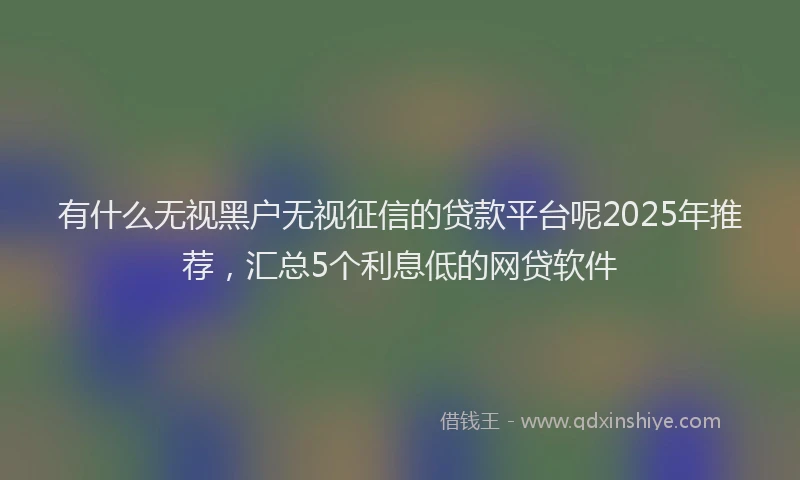 有什么无视黑户无视征信的贷款平台呢2025年推荐，汇总5个利息低的网贷软件
