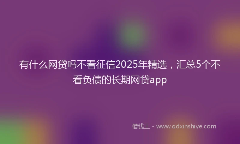 有什么网贷吗不看征信2025年精选，汇总5个不看负债的长期网贷app