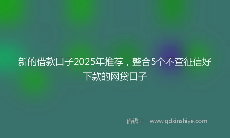 新的借款口子2025年推荐，整合5个不查征信好下款的网贷口子