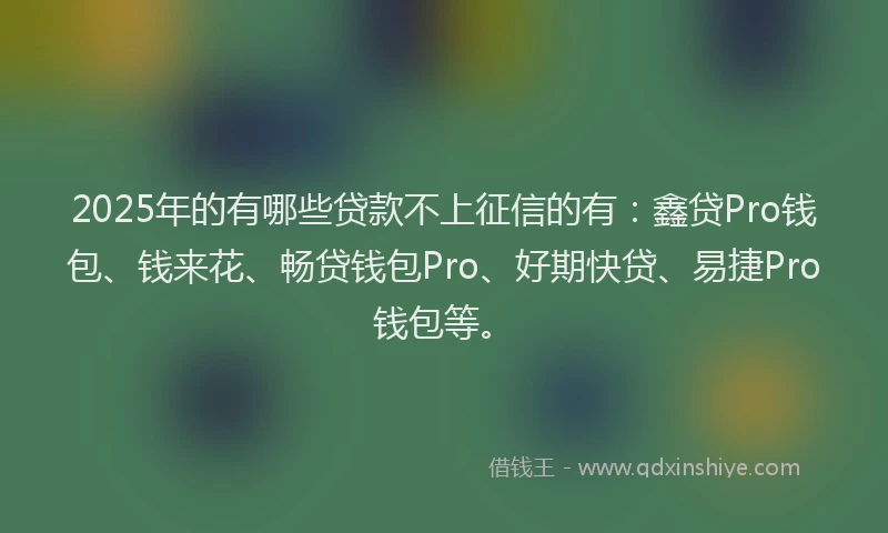 2025年的有哪些贷款不上征信的有：鑫贷Pro钱包、钱来花、畅贷钱包Pro、好期快贷、易捷Pro钱包等。