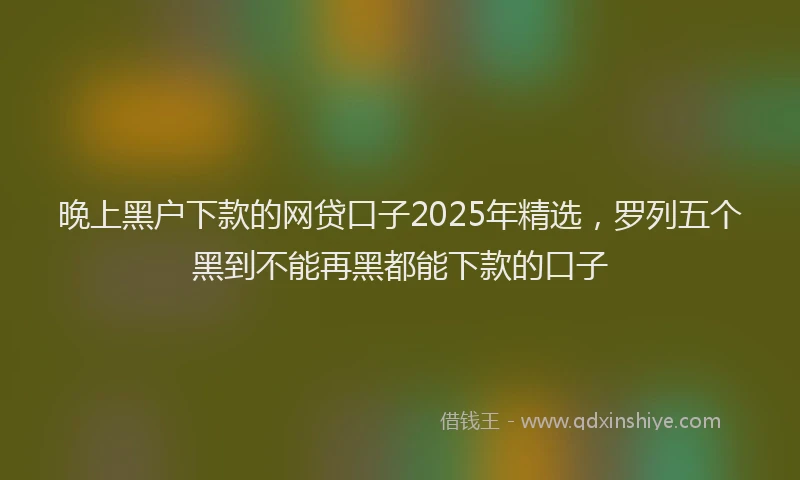 晚上黑户下款的网贷口子2025年精选，罗列五个黑到不能再黑都能下款的口子