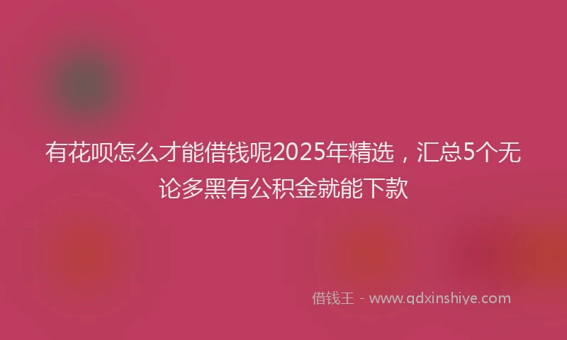 有花呗怎么才能借钱呢2025年精选，汇总5个无论多黑有公积金就能下款