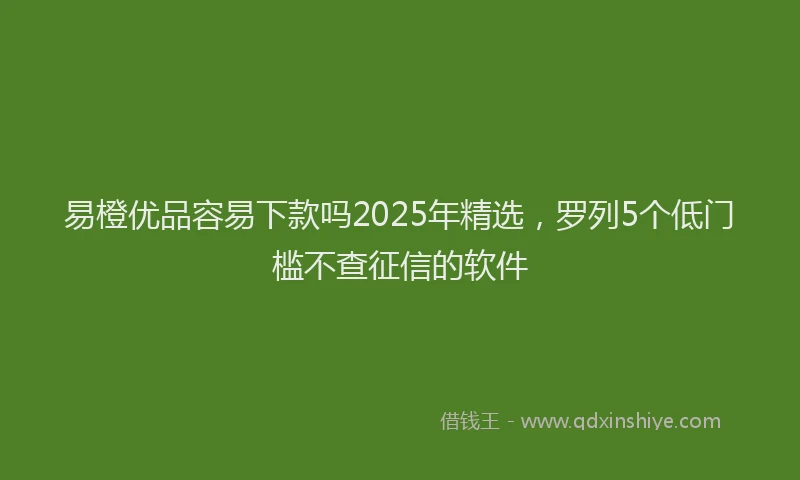 易橙优品容易下款吗2025年精选，罗列5个低门槛不查征信的软件