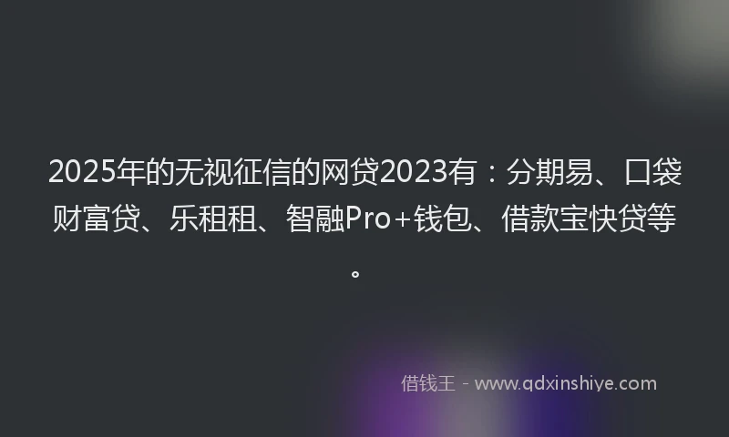 2025年的无视征信的网贷2023有：分期易、口袋财富贷、乐租租、智融Pro+钱包、借款宝快贷等。