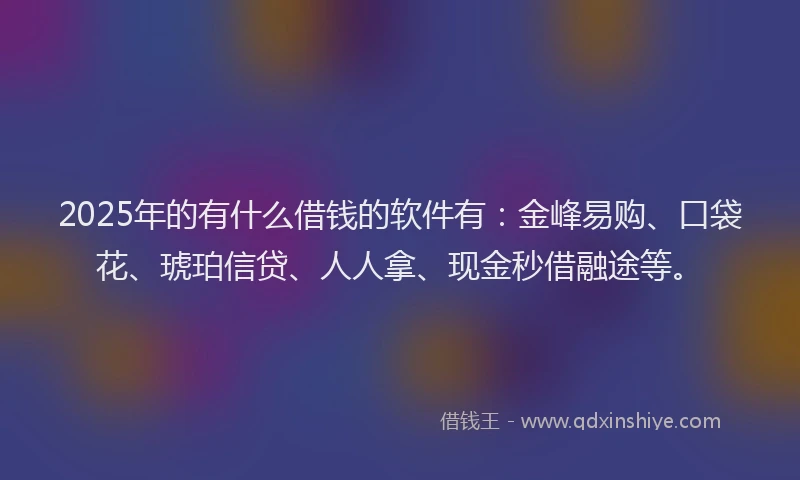 2025年的有什么借钱的软件有：金峰易购、口袋花、琥珀信贷、人人拿、现金秒借融途等。