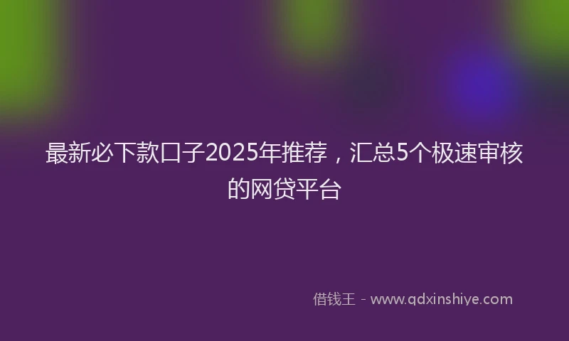 最新必下款口子2025年推荐，汇总5个极速审核的网贷平台