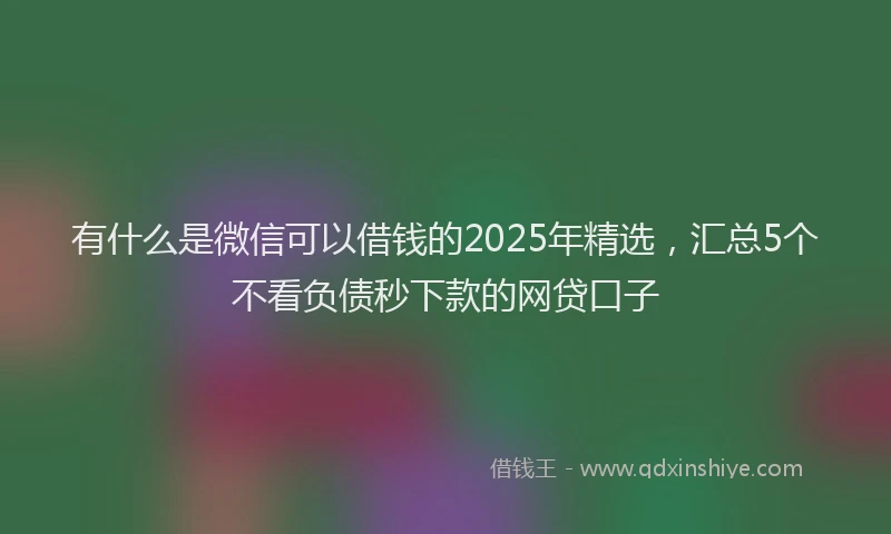 有什么是微信可以借钱的2025年精选，汇总5个不看负债秒下款的网贷口子
