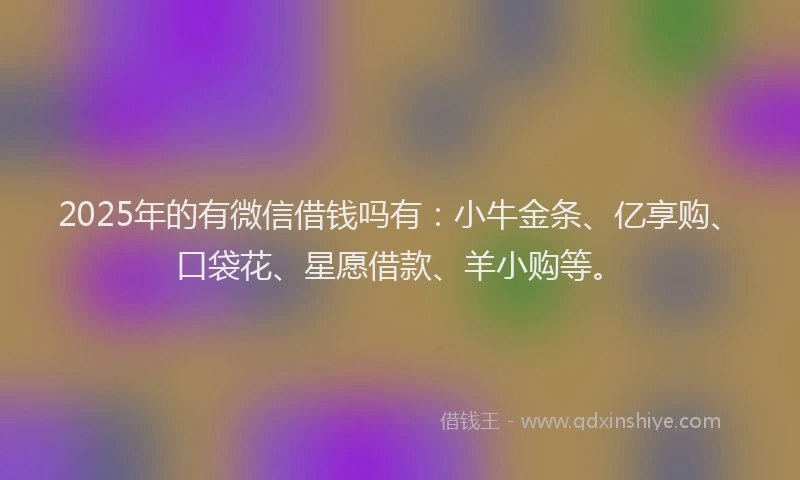 2025年的有微信借钱吗有：小牛金条、亿享购、口袋花、星愿借款、羊小购等。