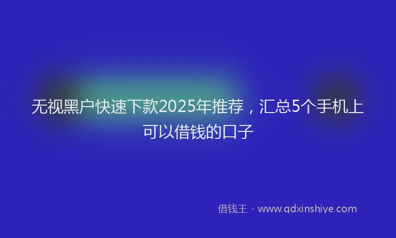 无视黑户快速下款2025年推荐，汇总5个手机上可以借钱的口子