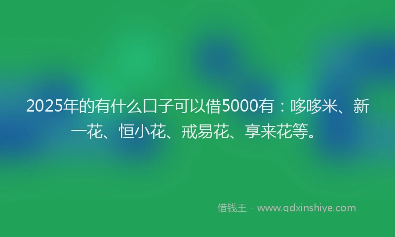 2025年的有什么口子可以借5000有：哆哆米、新一花、恒小花、戒易花、享来花等。