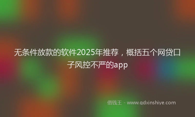 无条件放款的软件2025年推荐，概括五个网贷口子风控不严的app