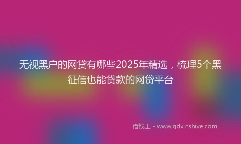 无视黑户的网贷有哪些2025年精选，梳理5个黑征信也能贷款的网贷平台