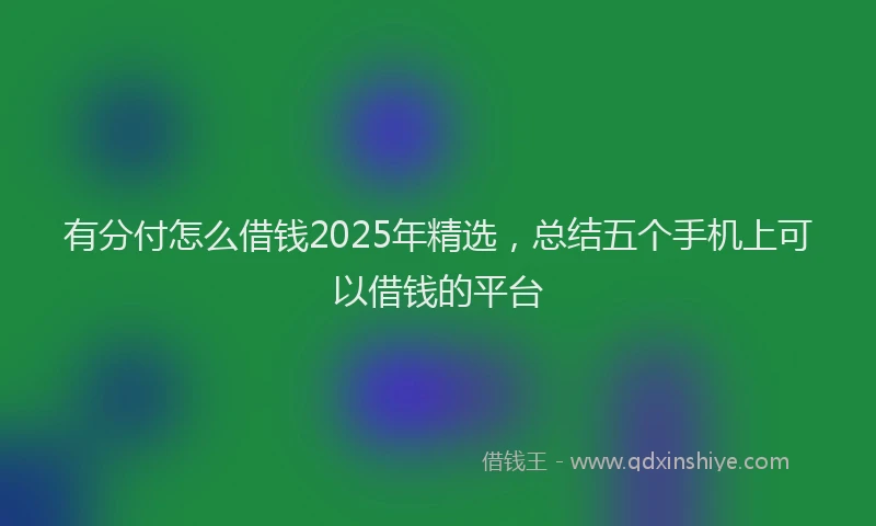 有分付怎么借钱2025年精选，总结五个手机上可以借钱的平台