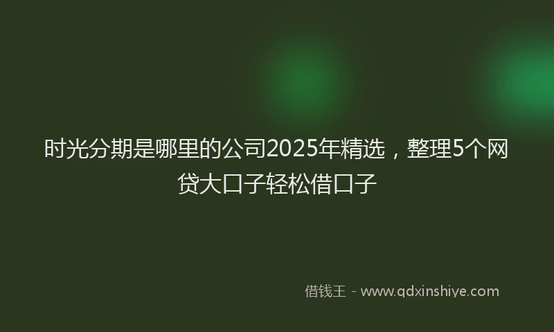 时光分期是哪里的公司2025年精选，整理5个网贷大口子轻松借口子