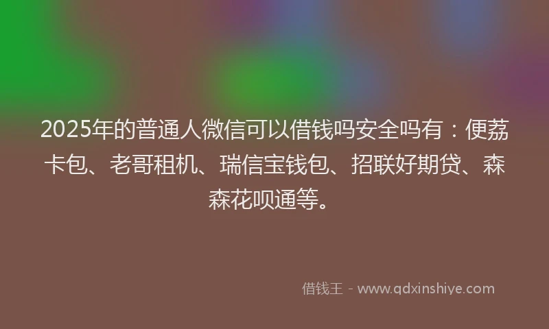 2025年的普通人微信可以借钱吗安全吗有：便荔卡包、老哥租机、瑞信宝钱包、招联好期贷、森森花呗通等。