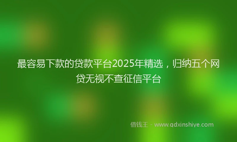 最容易下款的贷款平台2025年精选，归纳五个网贷无视不查征信平台