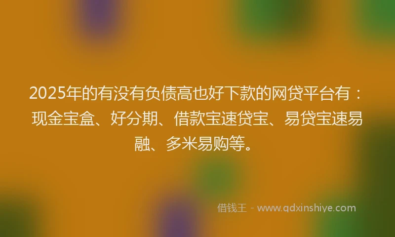 2025年的有没有负债高也好下款的网贷平台有：现金宝盒、好分期、借款宝速贷宝、易贷宝速易融、多米易购等。