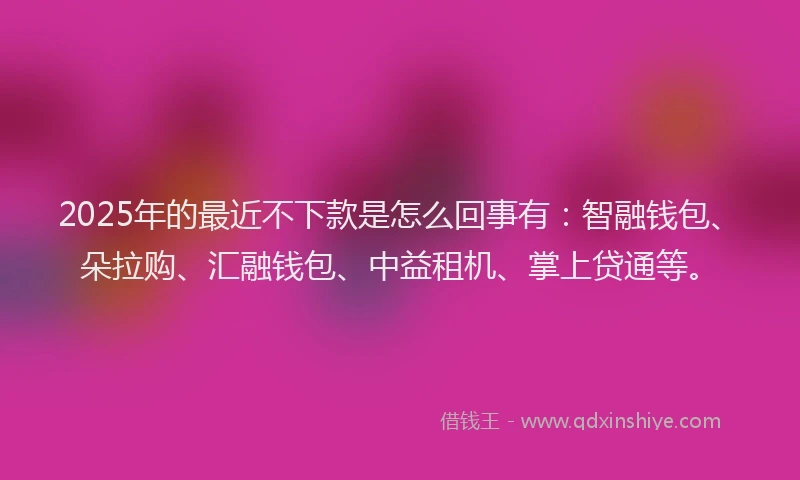 2025年的最近不下款是怎么回事有：智融钱包、朵拉购、汇融钱包、中益租机、掌上贷通等。