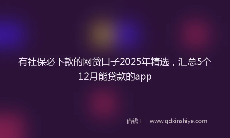 有社保必下款的网贷口子2025年精选，汇总5个12月能贷款的app
