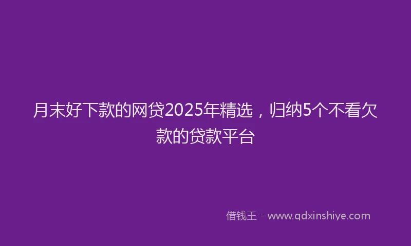 月末好下款的网贷2025年精选，归纳5个不看欠款的贷款平台