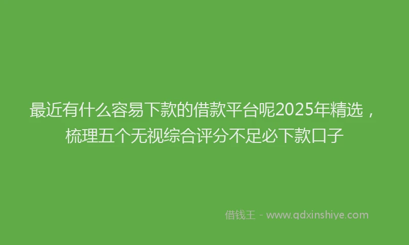 最近有什么容易下款的借款平台呢2025年精选，梳理五个无视综合评分不足必下款口子