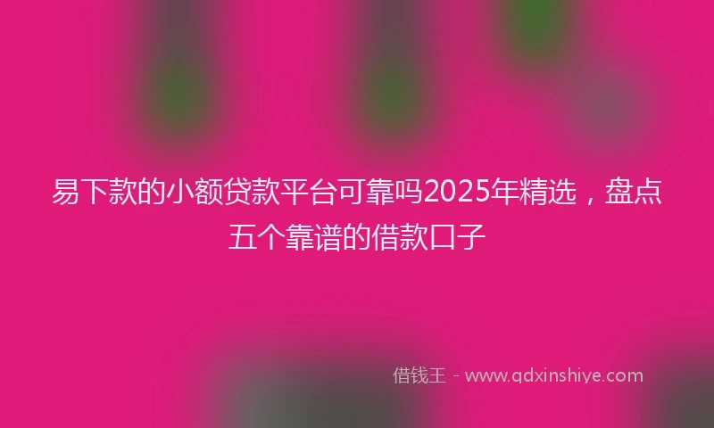 易下款的小额贷款平台可靠吗2025年精选，盘点五个靠谱的借款口子